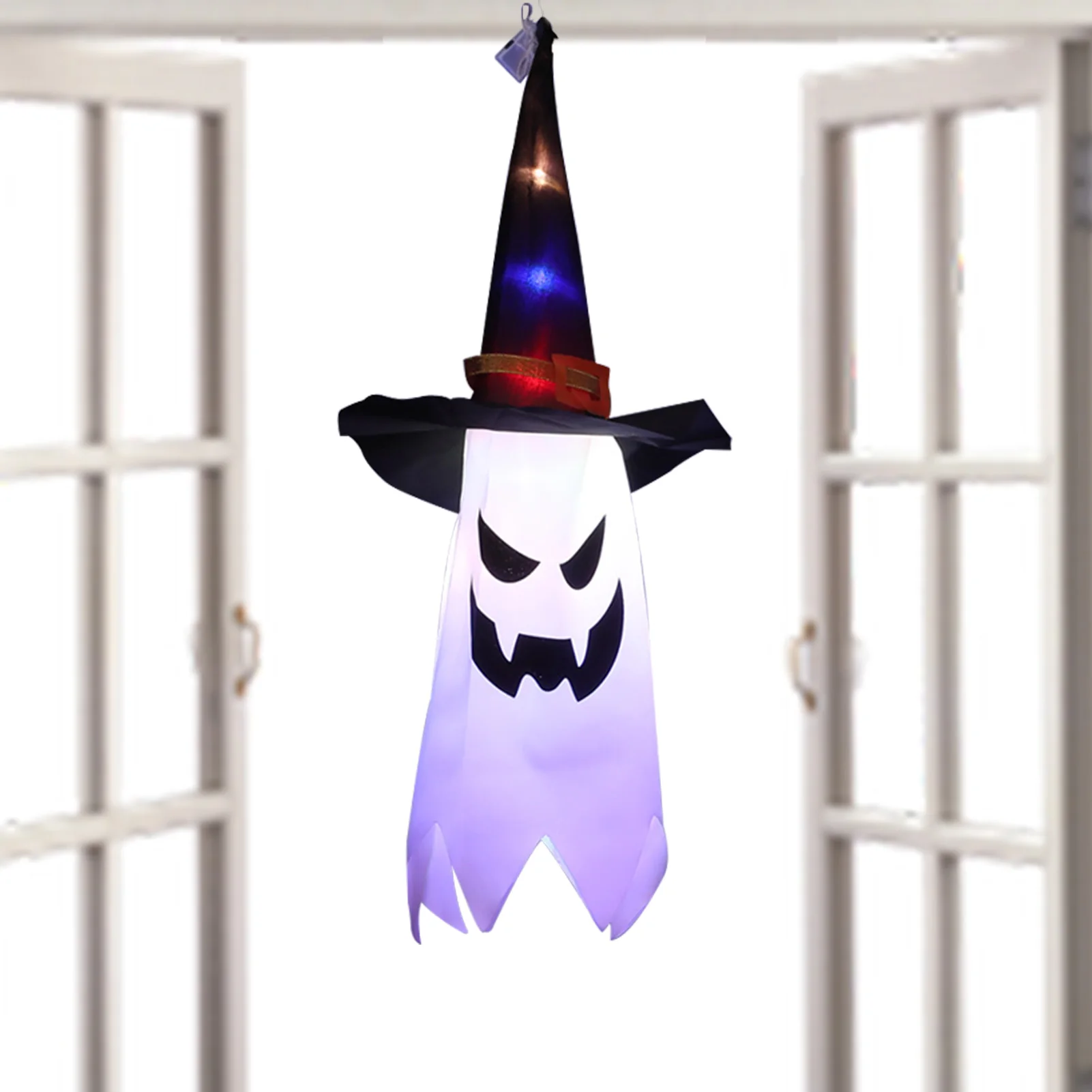 Halloween Ghost Hanging Decorations Witch Hat Hanging Ghost With LED Lights Halloween Party Decoration Windsocks Flag For Indoor