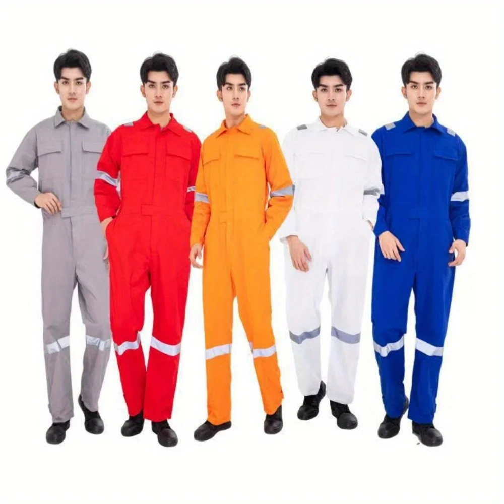 

Spring and Autumn! Pure Cotton One-piece Work Clothes, Dust-proof Tools for Male Auto Repairmen, Seamen, Welders and Mechanics.
