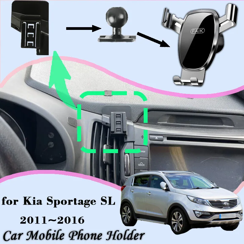 

Car Mobile Cell Stand for Kia Sportage SL 2011~2016 Air Vent Cellphone Bracket GPS Gravity Car Mount Holder Auto Accessories