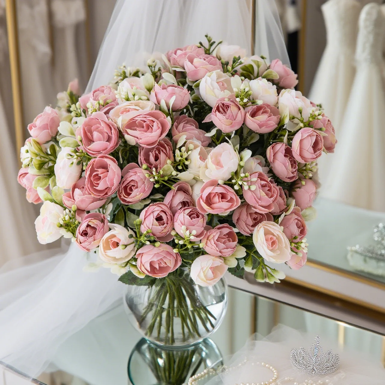 Künstliche Blumen, Seidenrosen, Teeblüten, Festival, Hochzeit, Brautstrauß, Fotografie-Hintergrund, Heimdekoration, Esstisch, Geschenke