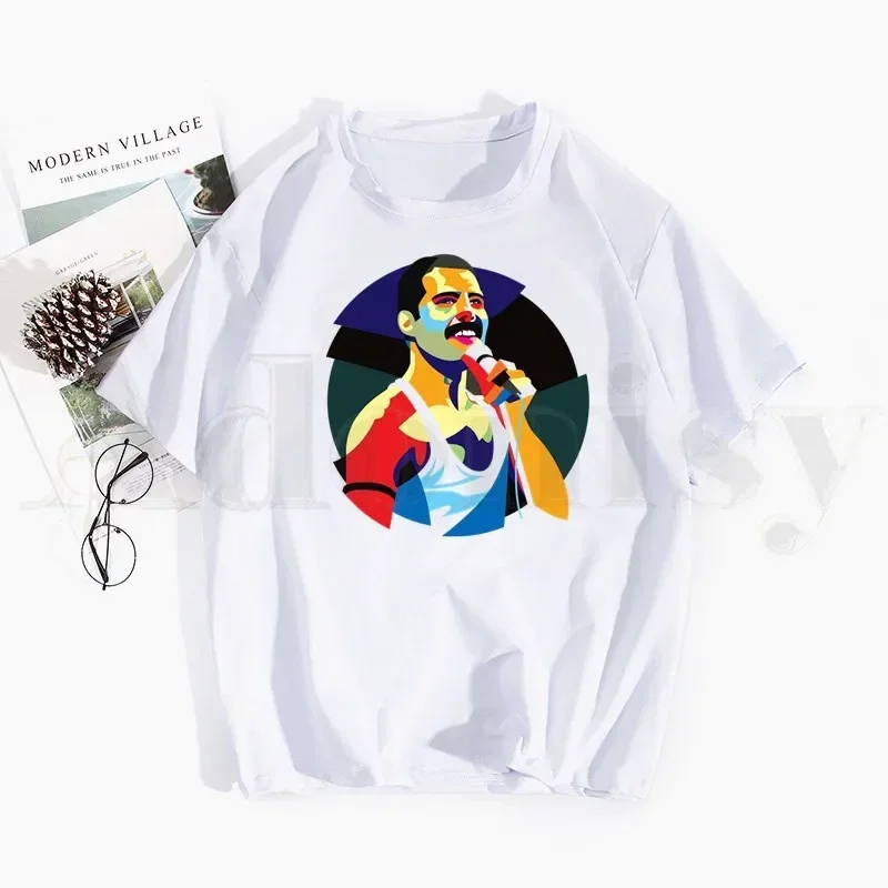 Freddie Mercury Queen Band Graphic Rock T Shirts Tops Tees Men Women Short Sleeve Casual T Shirt Streetwear Funny