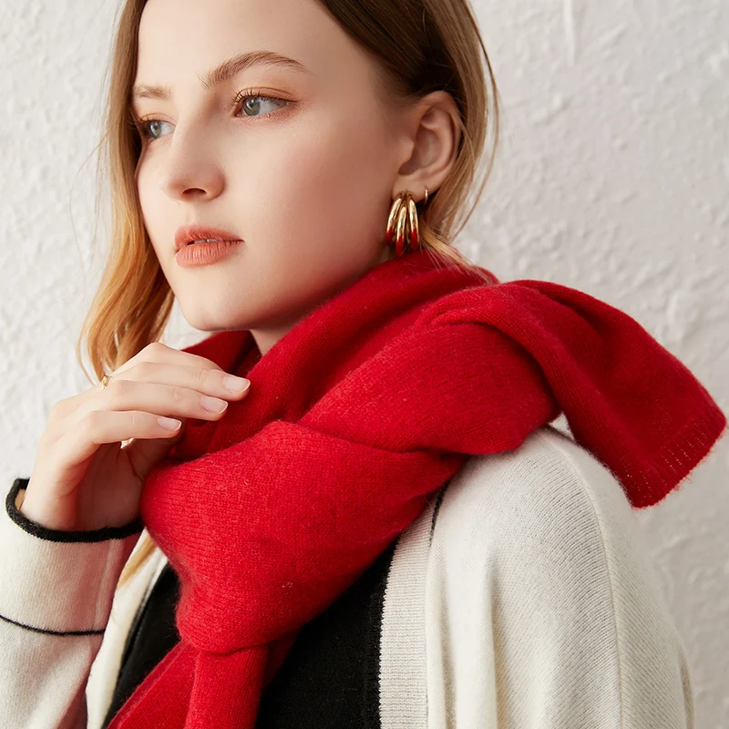 وشاح نسائي من الكشمير الخالص 100% الأكثر مبيعًا، عصري ودافئ، وشاح كشمير طويل محبوك للنساء لخريف وشتاء