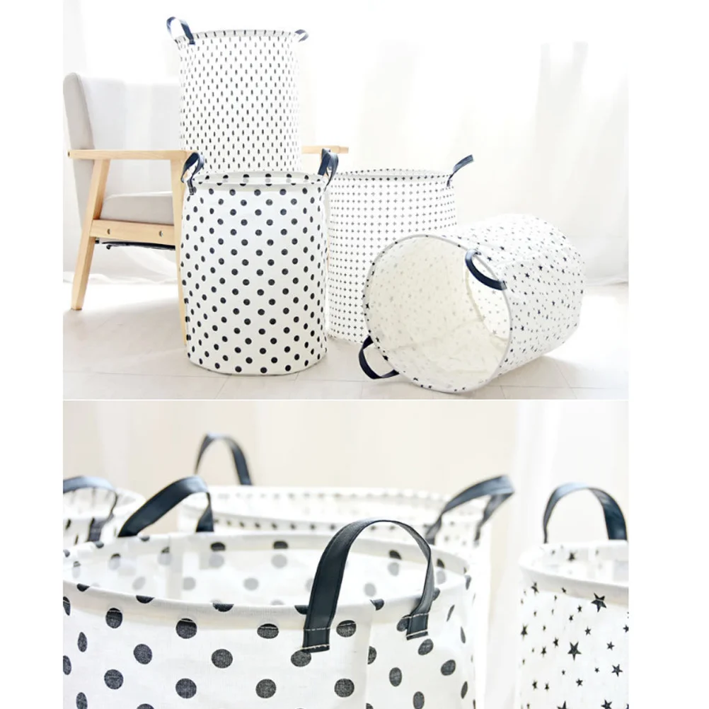 

35X45Cm Cotton Linen Laundry Hamper Foldable Portable Clothes Storage Organizer Large Capacity Handles Collection Basket