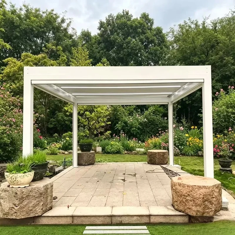 Louvered Aluminum Pergola-Style Eco-Friendly Bioclimatic Powder Coated Windproof Easily Assembled Balcony Arbours