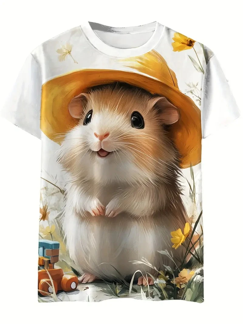 New Lovely Hamster Graphic T Shirt For Men Women Kawaii Cartoon Animal 3D Print Tees Summer O-Neck Short Sleeve Kids T-shirts