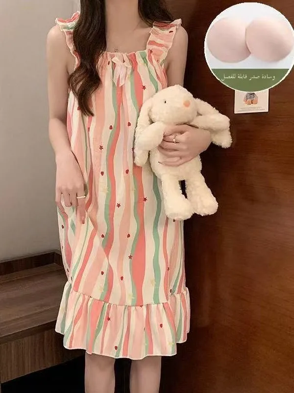 

Летние женские пижамы с накладкой на грудь Bubble Cotton Домашняя одежда ort Sve V-Ne Жилет на бретелях Pure Desire Sle