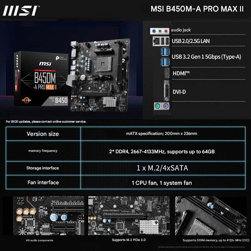 B550M ARGB moederbord AM4 DDR4 M-ATX WiFi gaming mainboard, ondersteunt Ryzen CPU, 128GB hoge snelheid