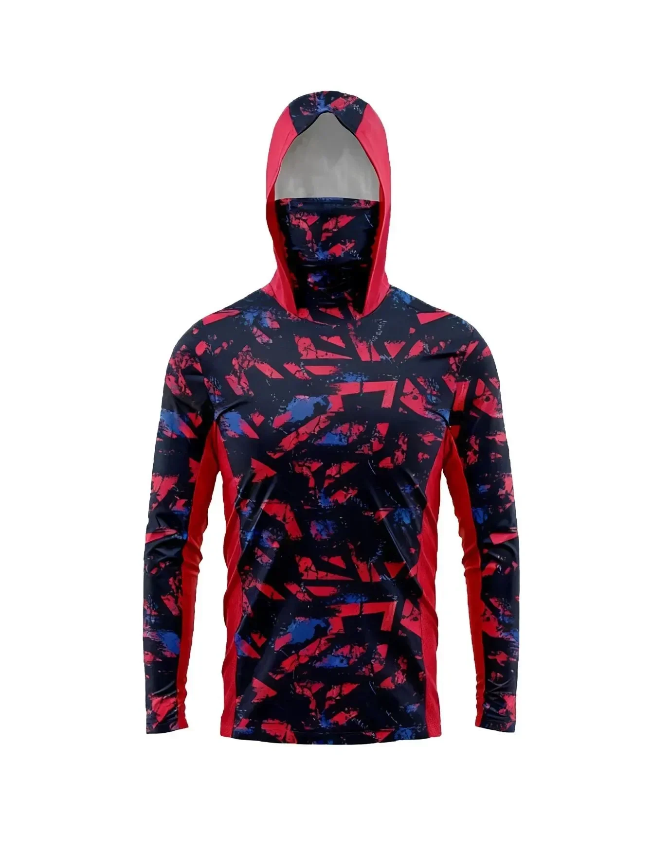 Outdoor-Jagd- und Angelhemd mit Kapuze für Herren, UPF50 UV-Schutz, Camouflage-Design, integrierte Gesichtsabdeckung, schnelltrocknend, langärmelig. – Detail 10