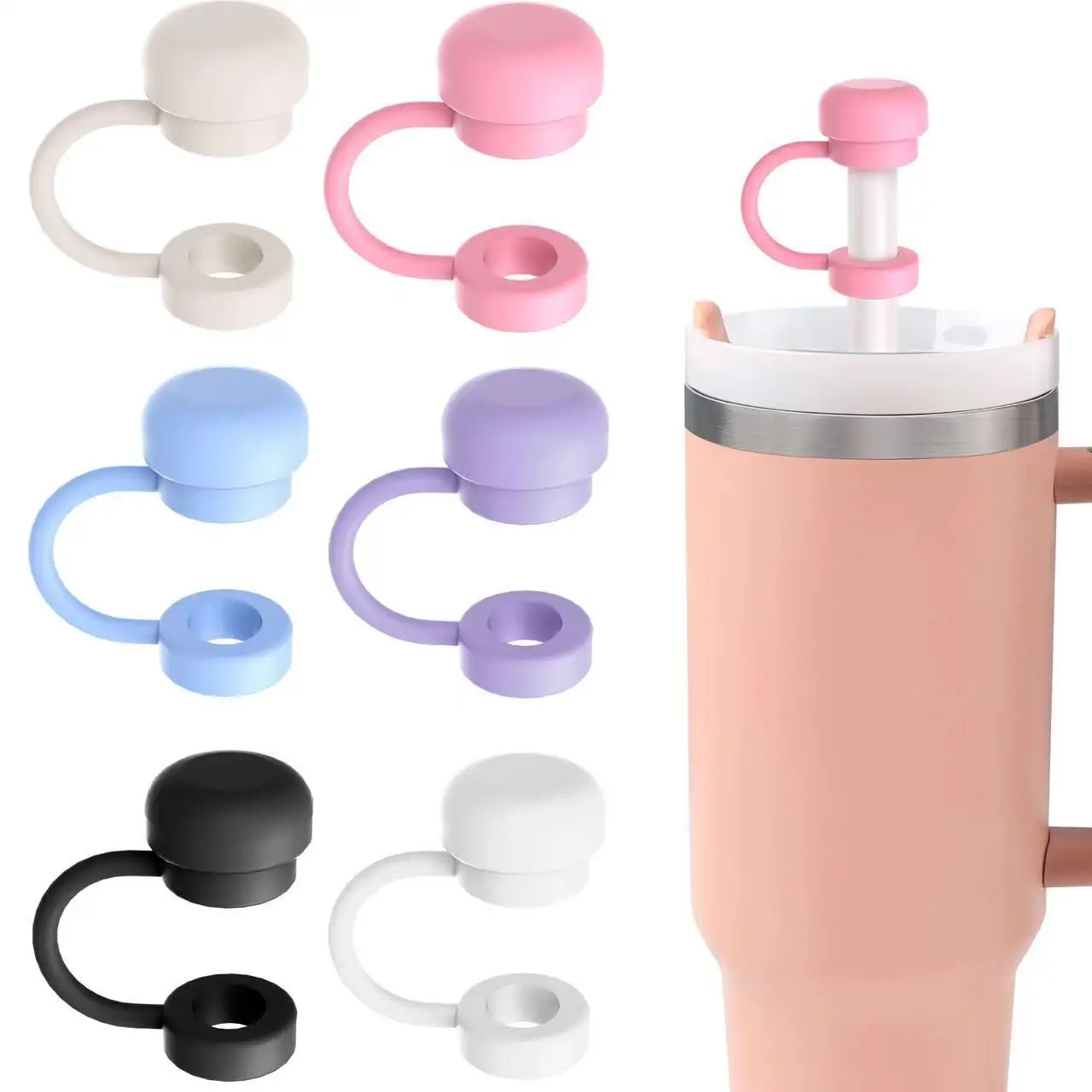 Toppers de paille en silicone réutilisables pour coupe Stanley, couvercles de paille, capuchon anti-poussière, accessoires de gobelet, 2024, 2024