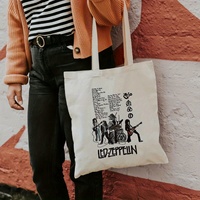 LED Zeppelin Band Graphic Tote Bag - Lightweight Polyester, Casual Style, Portable Shoulder Bag For Shopping, Commuting, And Gif