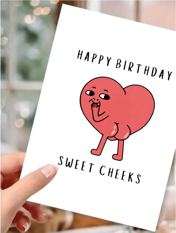 1pc Funny Birthday Card "Sweet Cheeks"|Sarcastic & Romantic Greeting Card For Couples|Best Friend Humor Gifts