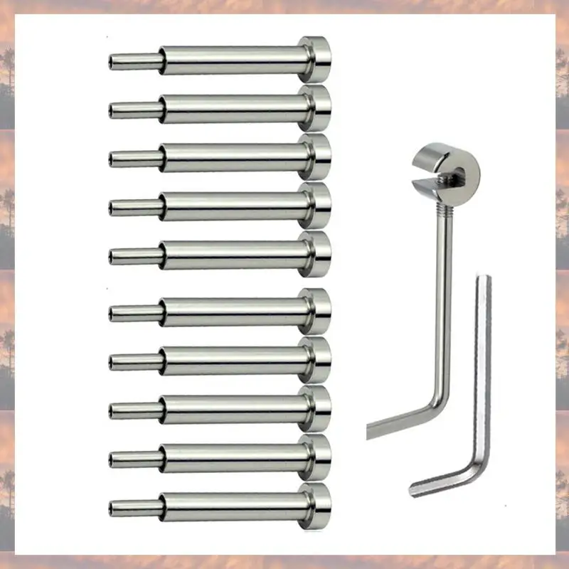 2025 Trend 10 Pairs 4X4in Invisible Cable Railing Kit, 1/8In Invisible Receiver And Swage Stud End For 2X2in,4X4in Wood/Metal Po