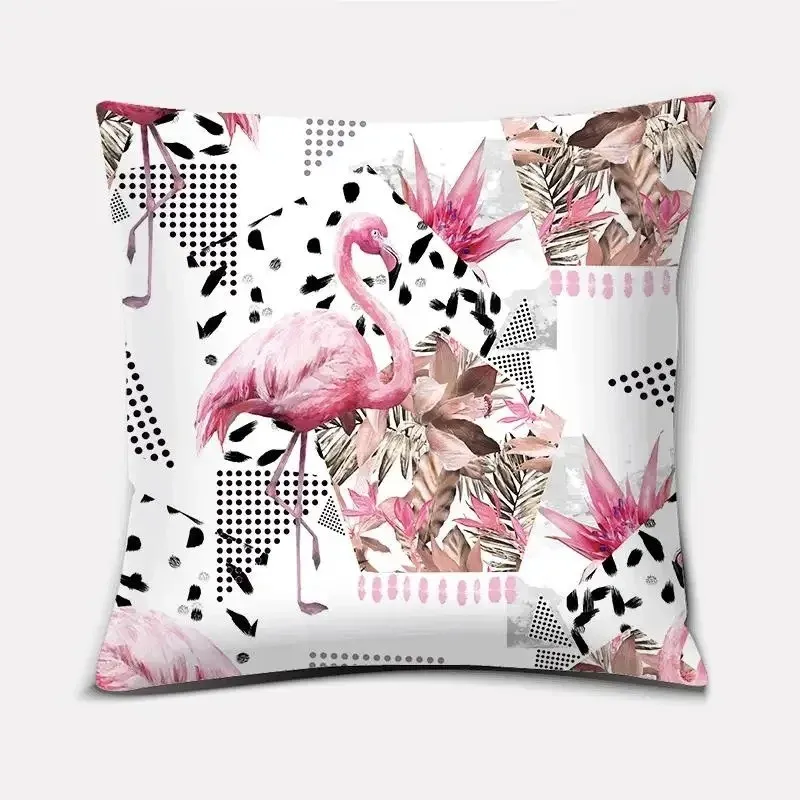 Flamingo & Zebra Tropical Pattern Cushion Covers Pattern Cushion Cover Suitable for Sofa Bedroom Car Pillow Cover