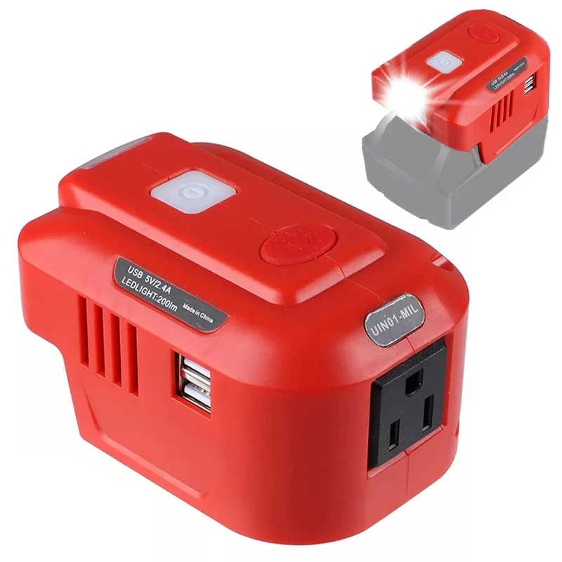 fonte de alimentacao adaptador inversor com luz led milwaukee 18v bateria de litio gerador portatil 18v dc para ac 110v 220v 150w 01