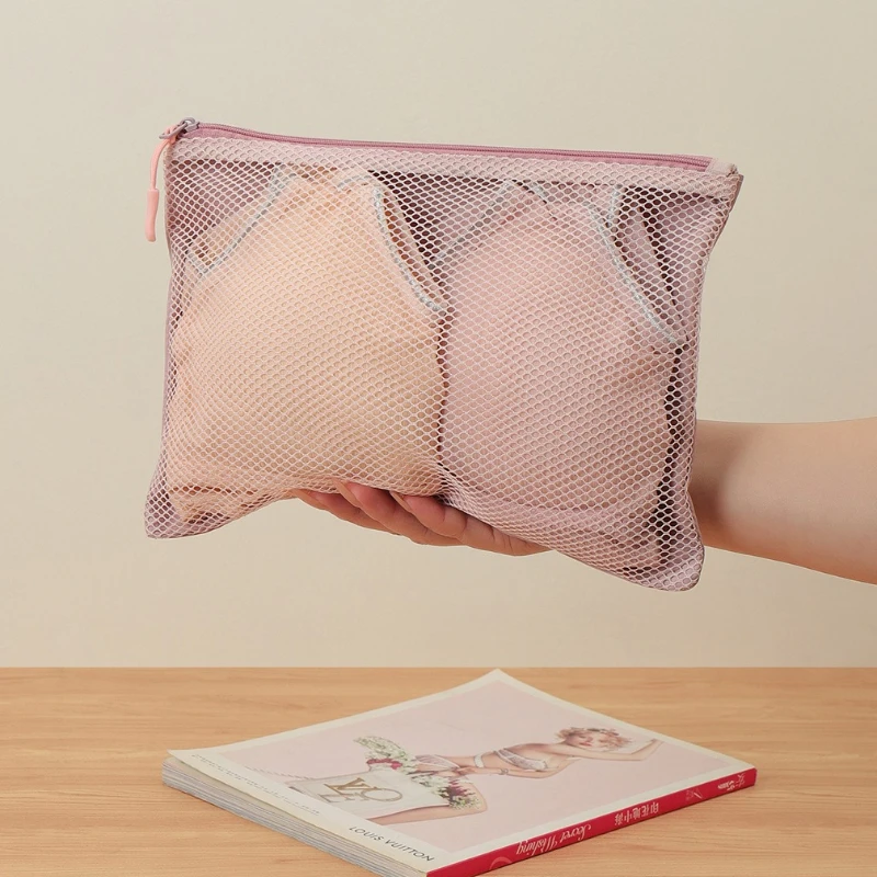 Mesh Tech Organizer Pouch Double Zipper Polyester Bag for Cables Chargers Portable Travel Makeup Storage Pouch Home Use