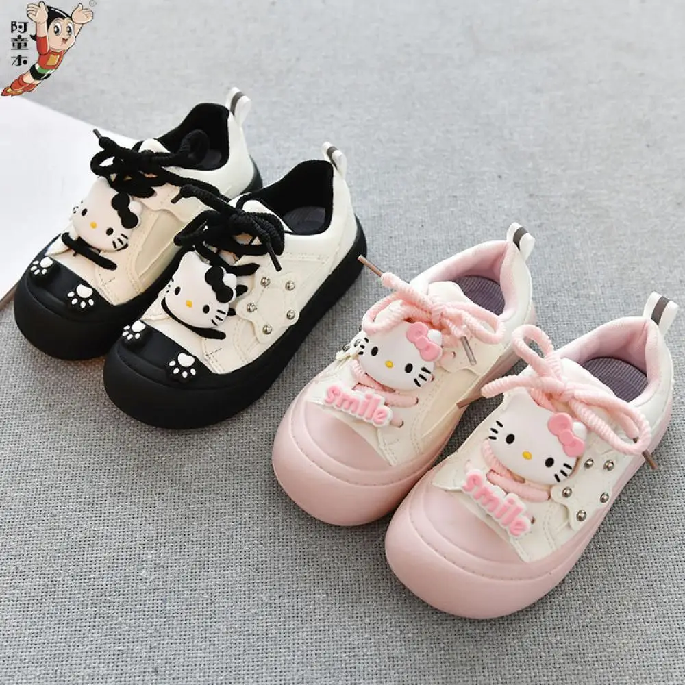 

Anime Hello Kitty Kids Girls Canvas Shoes Sanrios Spring Autumn Casual Board Shoes Kawaii Sports Shoes Student Sneakers Gift