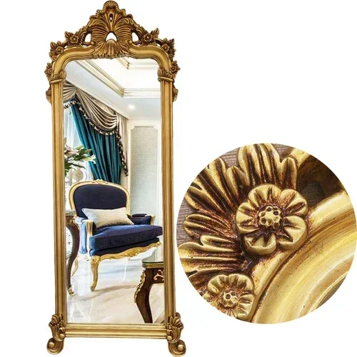 Nordic Full Length Mirror Full Body Aesthetic Shower Gold Mirror Floor Standing Luxury Decorative Miroir Mural Home Decor WH30XP