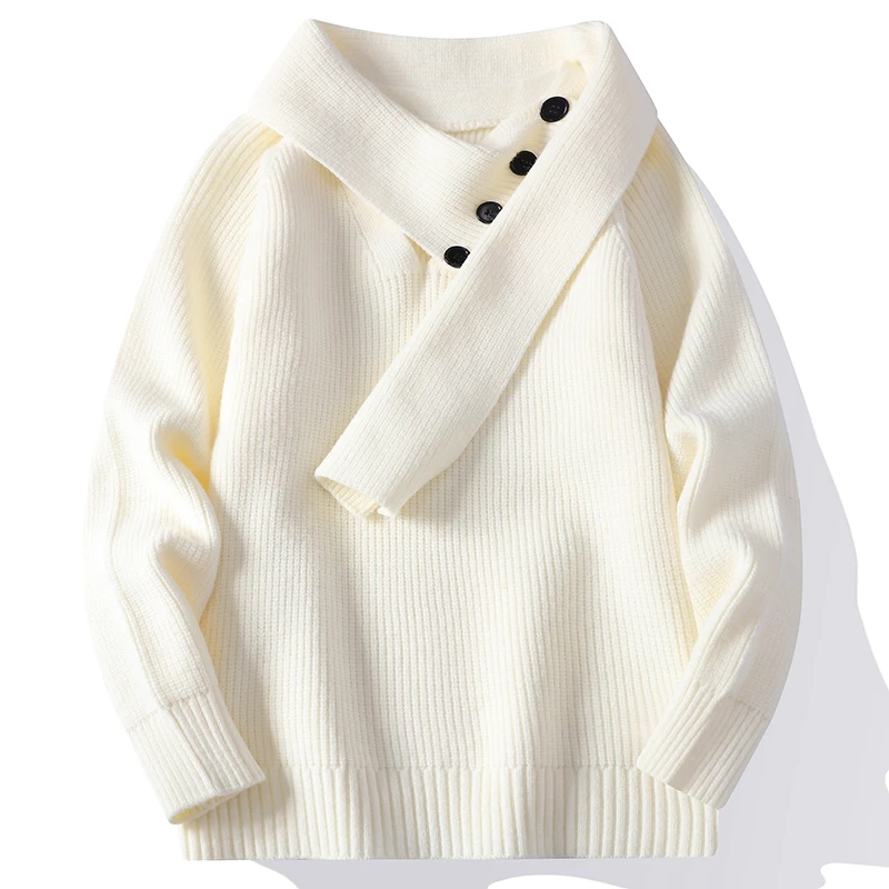 

2025 New Autumn Fashion Knit Pullovers Men Solid Color V-Neck Casual Knitted Sweater Mens Loose Streetwear Pullover Sweaters Man