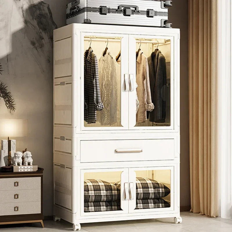 Folding Wardrobe Large-Capacity Double-Door Open Storage Box With Lid Stackable Foldable Classification Box Closet Cabinet Bins