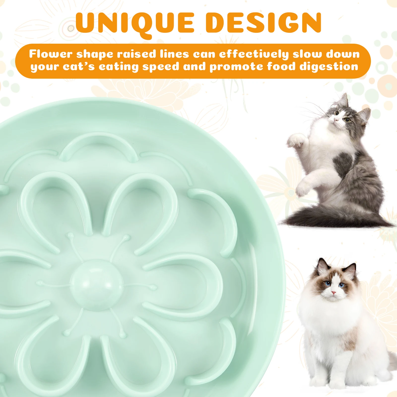 Slow Feeder Pet Bowl Flower Style Cat Dog Food Bowl With Anti Slip Bottom Round Anti-choking Cat Eating Dish Home Pet Supplies