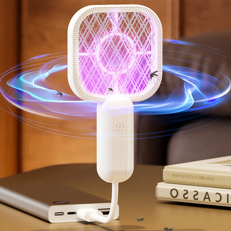 2026 New Pest Control USB Mosquito Swatter Trap Electric Shock Mini Fly Bug Zapper UV Light Portable Insect Racket Bedroom