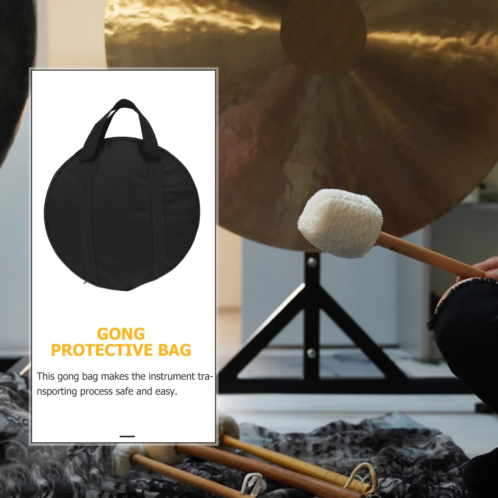 Gong Bag Carrier Musical Instrument Cymbal Single Layer Holder Protective Carrying Case Oxford Cloth Waterproof Pouch