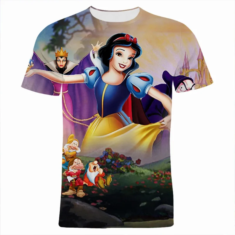 Disney Anime Snow White and the Seven Dwarfs 3D Print T-shirt Cartoon Boys Girls Short Sleeve Summer New Men Women T Shirt Tops