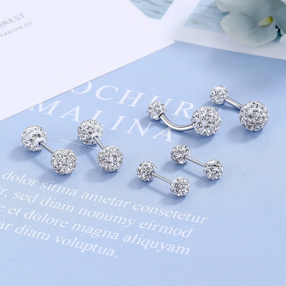 925 Sterling Silver Light Luxury Fashion Threaded Silk Round Bead Zircon Stud Earrings Birthday Party Anniversary Gift