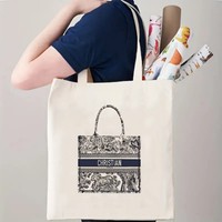 Women Bag Printed Canvas Handbags Storage Reusable Canvas Shoulder Bag Female Large Capacity Tote Bag Travel Shopping Bag