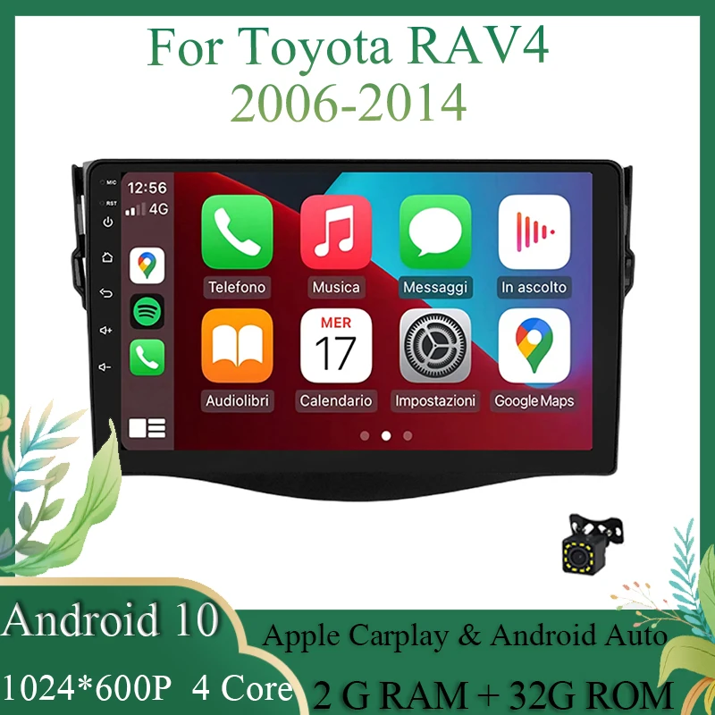 

Android 10 GPS Navigation Car Wireless Carplay 2+32G For Toyota RAV4 2006-2014 Android Auto Radio Head Unit 4G LTE IPS Screen