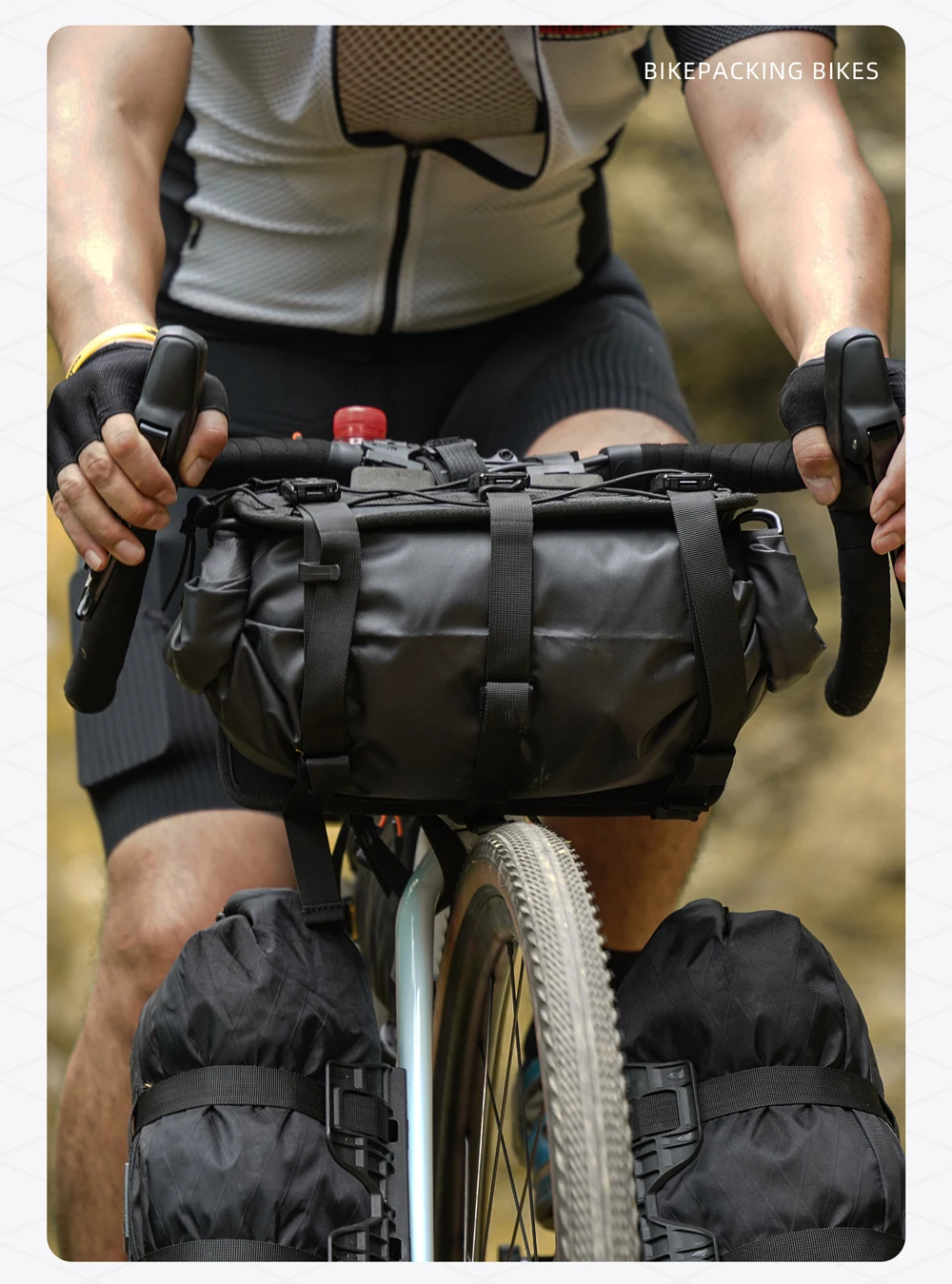 Rhinowalk Fahrradlenkertasche wasserdicht 10l Fahrrad-Reisetasche Trockentasche Bikepacking Fahrradzubehör für MTB – Detail 25