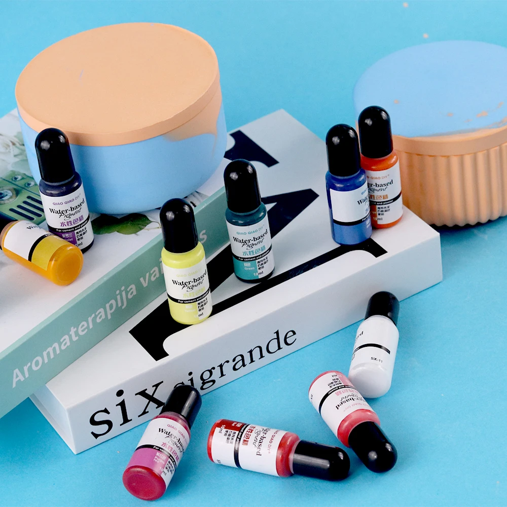 12 Colors 10ml Gypsum Cement Coloring Planter Pigment Gypsum Powder Color Concentrate Concrete Cement Plaster Making Supplies