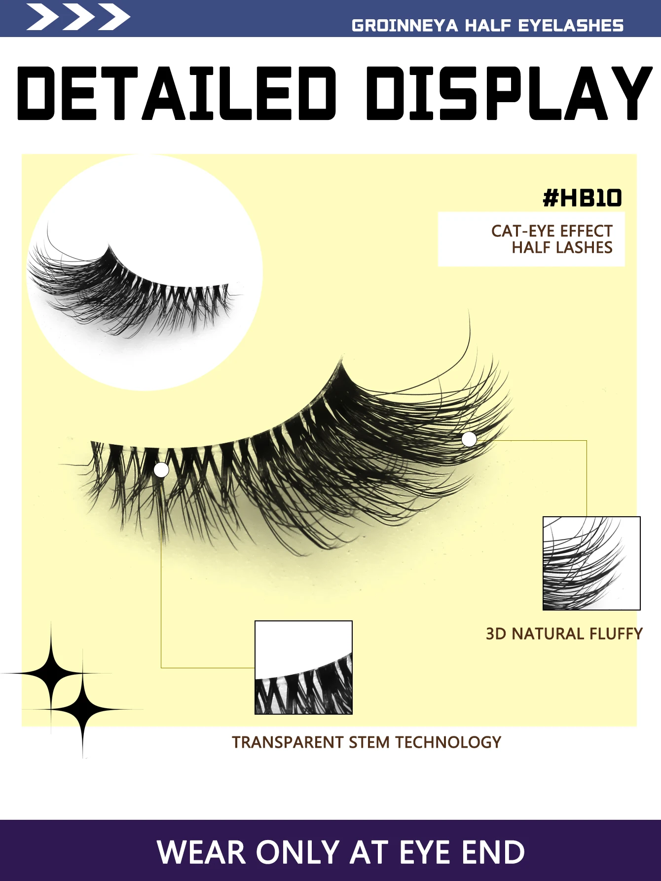 Veltrinay Halbwimpern, natürliche künstliche Wimpern, zarte Katzenaugenwimpern, klares Band, Akzent, kurze falsche Wimpern, Make-up – Detail 4