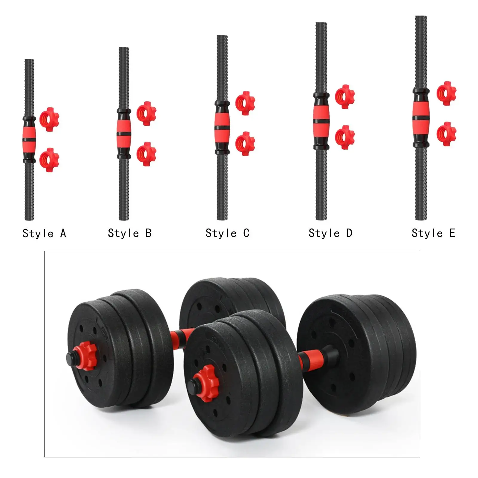 Dumbbells Rod Easy to Install AntiSlip Grip Barbell Lifting with Buckle Threaded