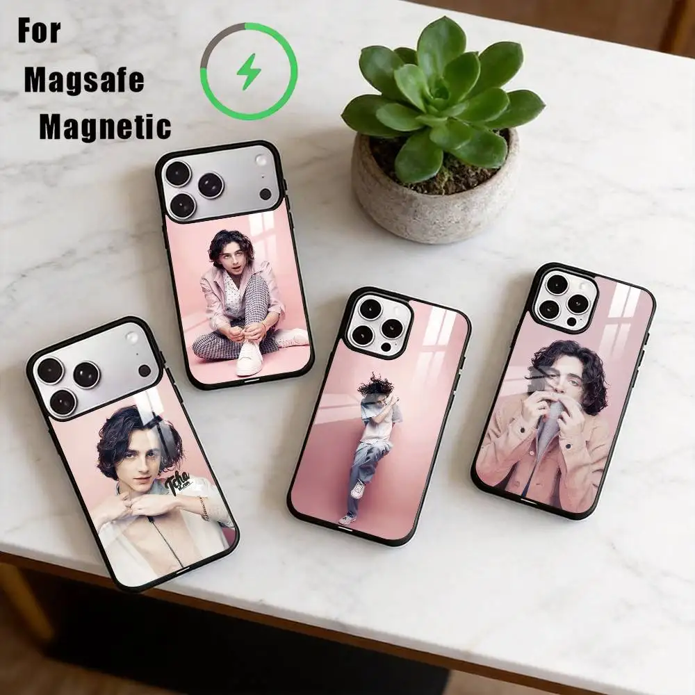 

T-Timothée Chalamet Phone Case For iPhone17,16,15,14,13,12,11 Plus,Pro Magnetic For Magsafe Wireless Charging