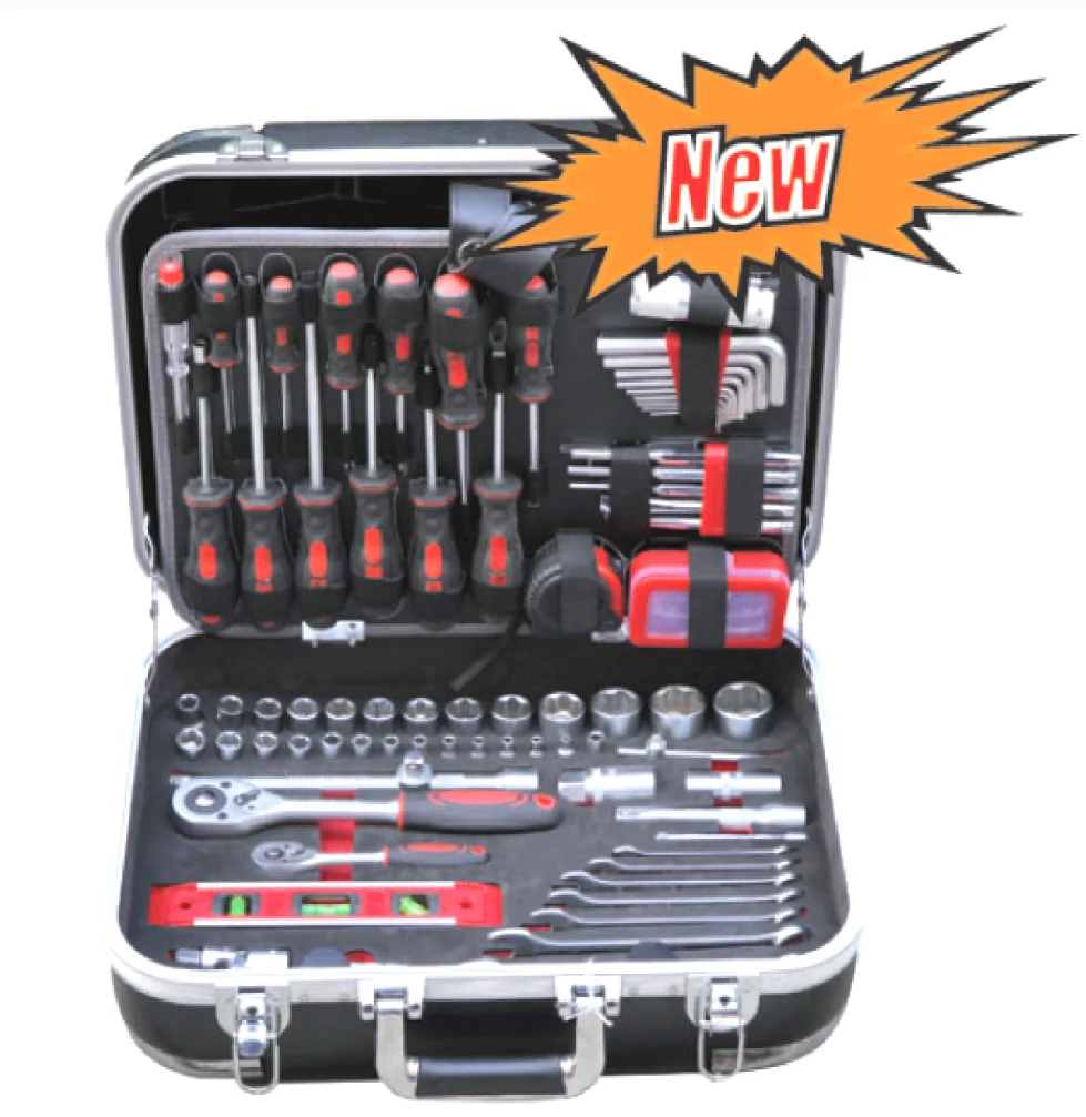 128PC chrome vanadium tool box ABS Aluminum case tool set All CR-V mechanical tools professional