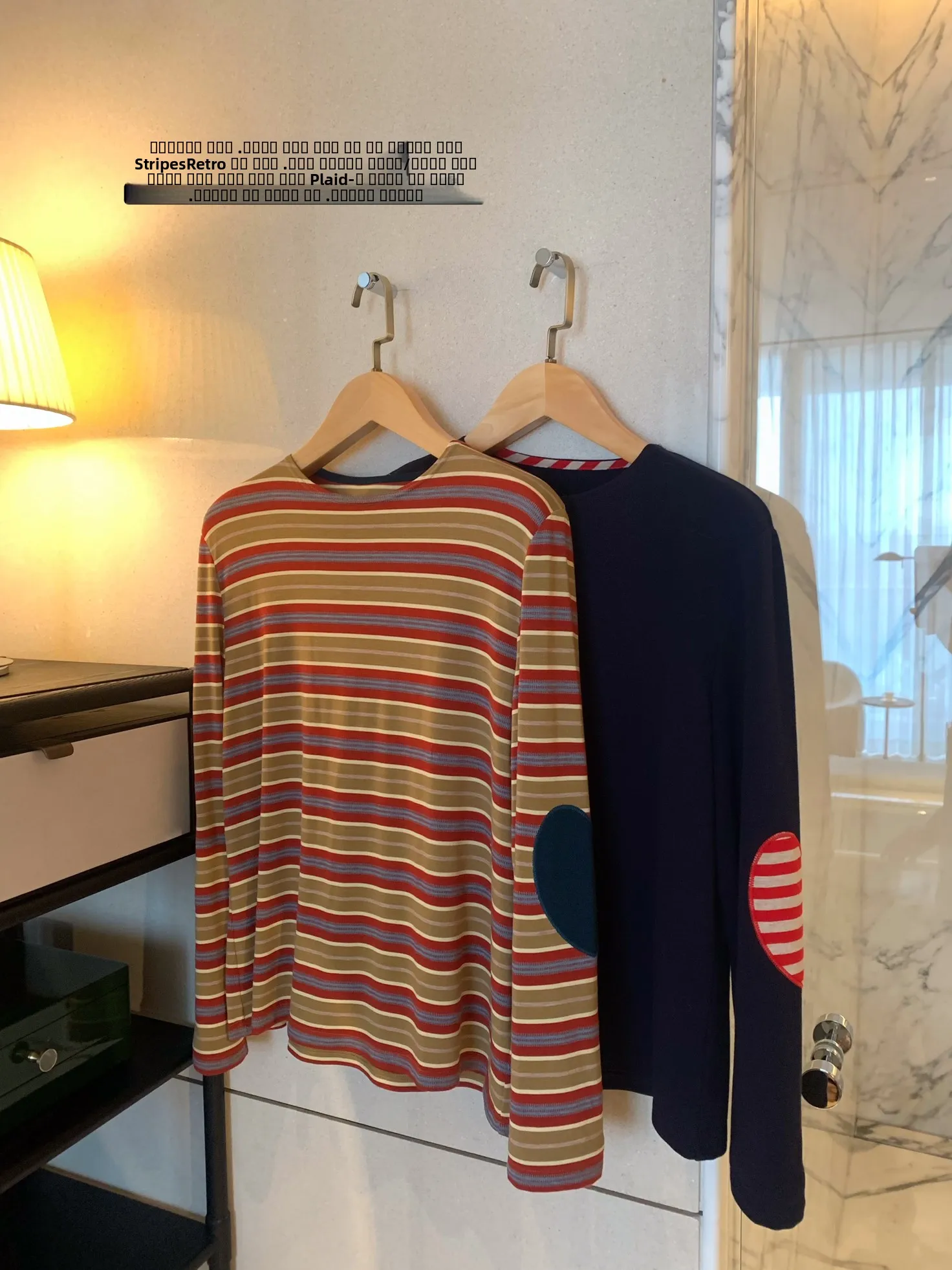 

Realzz Official Retro Faion Striped Color Heart Patchwork T-irt Women's Loose Fit Long Sve round Ne Top