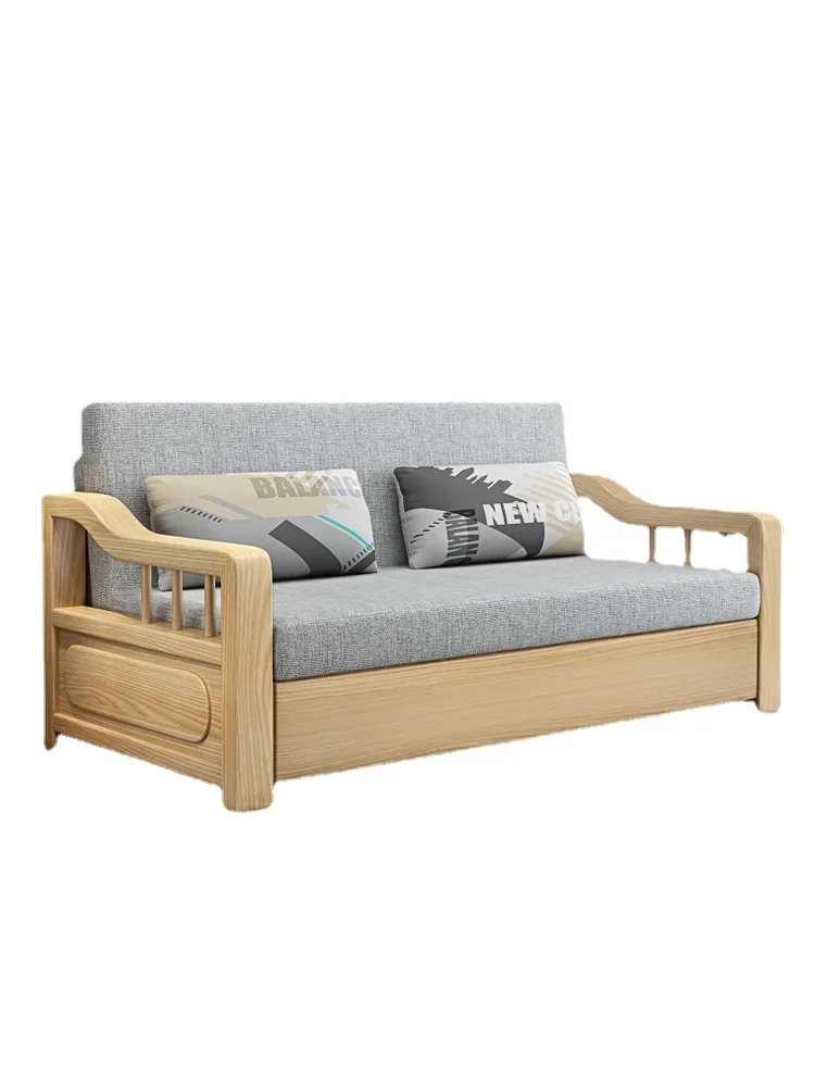 

Wyj Multi-Functional Dual-Use New Solid Wood Sofa Bed Small Apartment High-Profile Figure