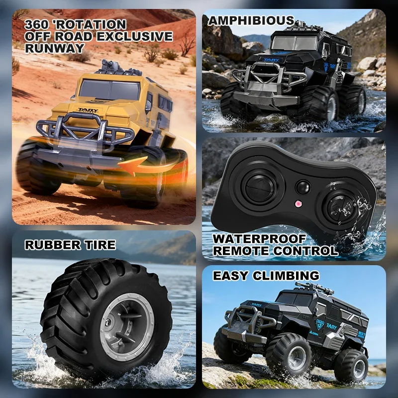 JJRC Q241 Amphibious RC Car 4WD 2.4Ghz Waterproof All-Terrain Off-Road Explosion Proof Armored Vehicle Toy for Boy Birthday Gift