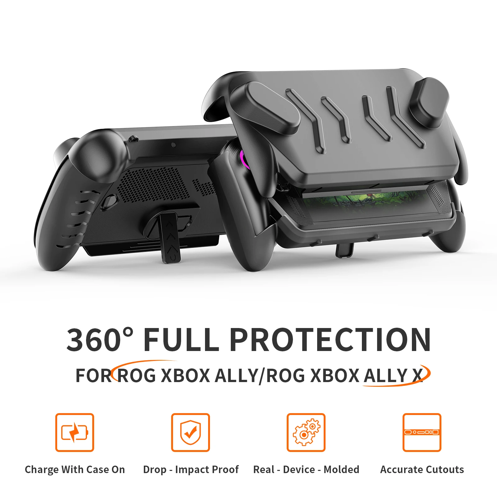 غطاء مقبض مريح لوحدة التحكم في الألعاب Rog Xbox Ally X، حافظة واقية من البولي يوريثان الحراري مع حامل ملحق حامل #3