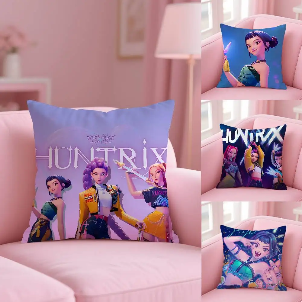 

Hot KPop D-Demon H-Hunters Pillow Case Anti-dustmite Pillowcase Invisible zipper silky short plush Sofa cushion cover