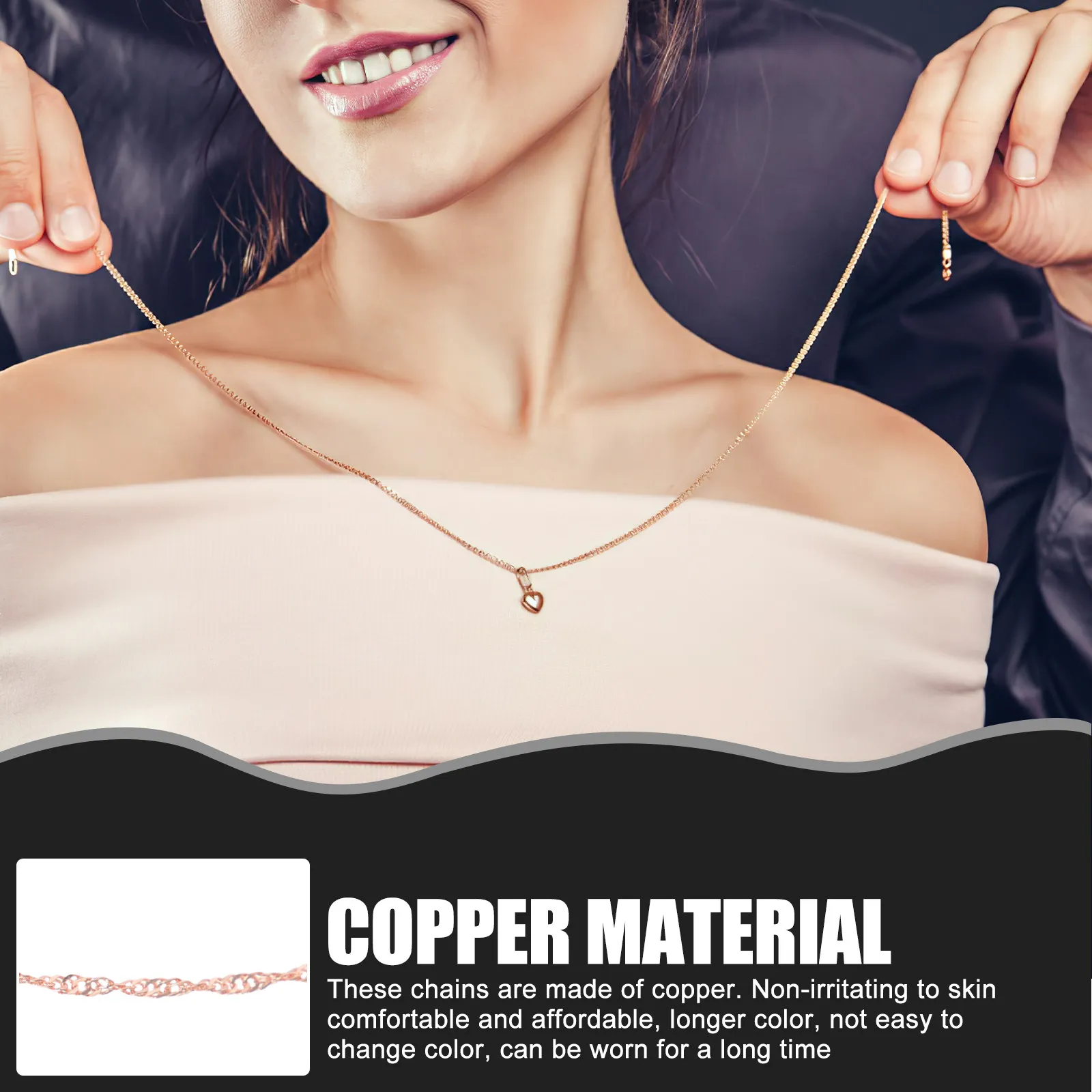 

6Pcs Rose Gold Necklace Chains Set Copper Chains for Jewelry Making DIY Necklace Bracelets Supplies for Handmade Jewelry Women