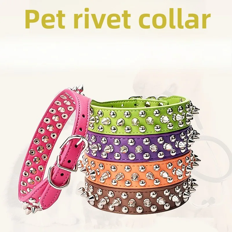 Einstellbare Leder Haustier Hund halsband Neck Strap Liefert PU Leder Punk Niet Spiked Hund Kragen Haustier Halsbänder Für Kleine Hund Katze