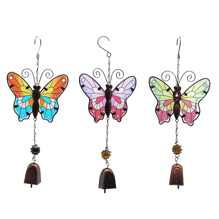 Carrilhão de vento de borboleta feito à mão, janela de parede, campainha de porta, ornamentos pendurados, campânula vintage, decoração de casa, artesanato, apanhador de sonhos