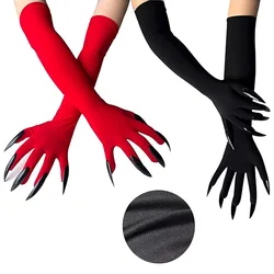 Halloween Paw Gloves With Glitter Long Nail Cat Wolf Claw Gloves Cosplay Halloween Costume Scary Glitter Fingernails Gloves
