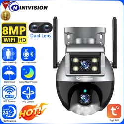 4K 8MP Tuya Dual Lens Dual-Screen Wifi IP Camera Outdoor 2-Audio AI Auto Tracking PTZ Wireless CCTV Security Surveillance Camera