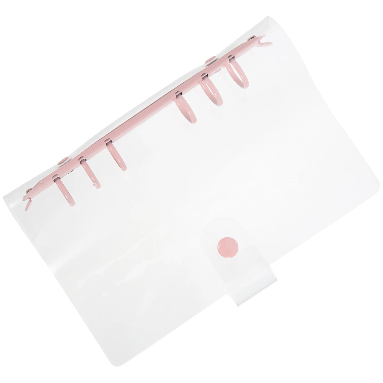 

6 Ring Binder A6 Notebook Cover Transparent Snap Button Lock File Organizer Desktop Paper Storage Binder A6
