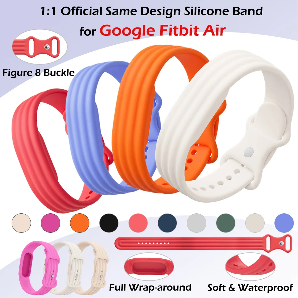 1:1 offizielles Silikonarmband im gleichen Design für Google Fitbit Air, wasserdichtes, langlebiges Ersatzarmband für Google Fitbit Air