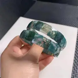 Natural Moss Agate Faceted Bangle Crystal Healing Stone Stretch Polychrome Gemstone For Women Birthday Present 1pcs