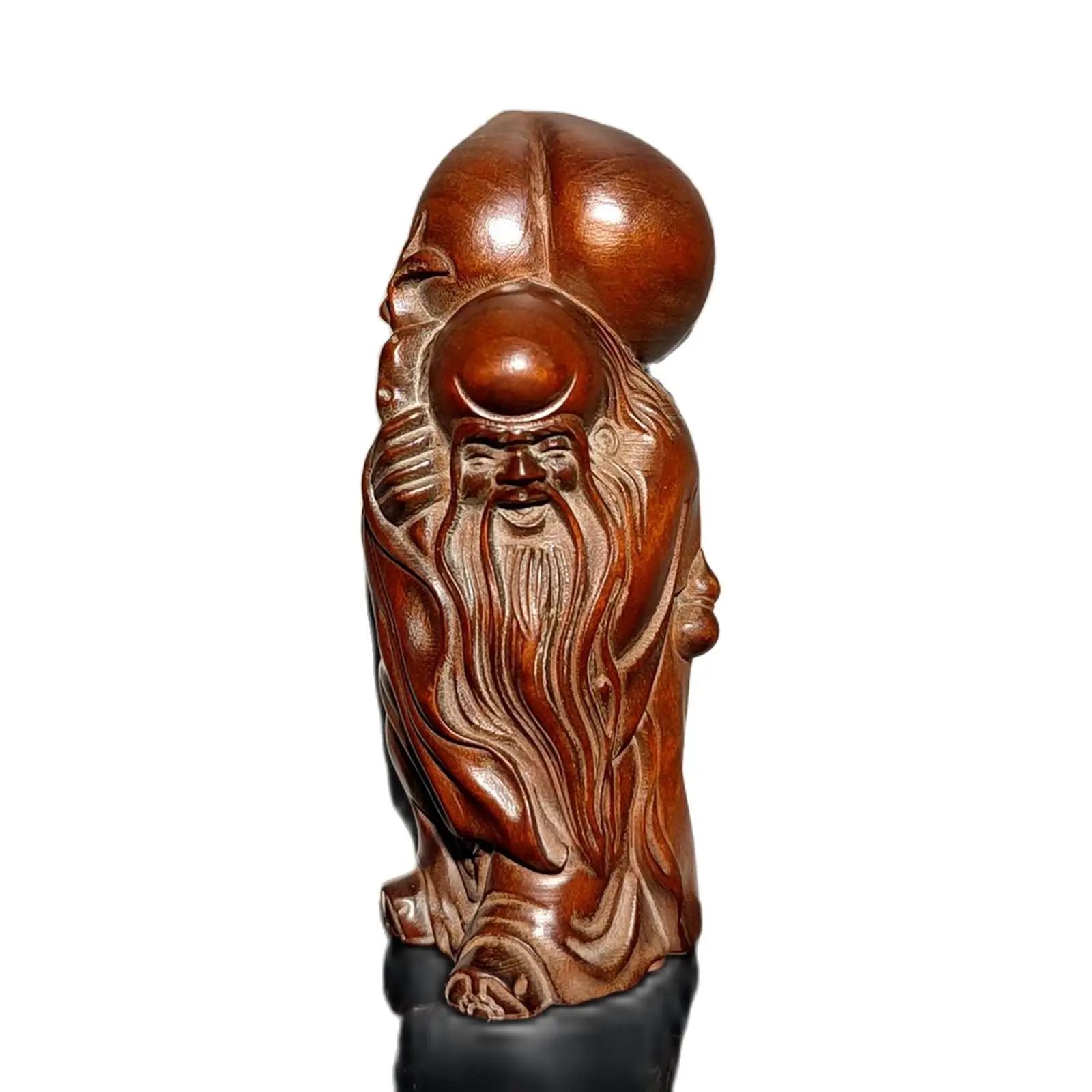 

vintage wooden Carved wood carving god of longevity buddha statue Home decor art gift mini souvenir amusing